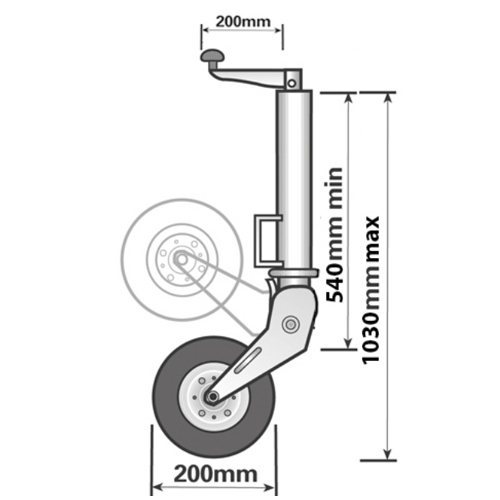 Ultra Heavy Duty 60mm RETRACTABLE trailer jockey wheel MP977 - Image 3