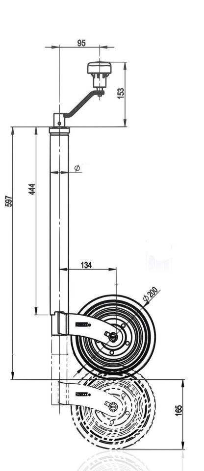 Bradley Doublelock Type Kartt 43mm Jockey wheel to fit older Ifor williams etc diagram
