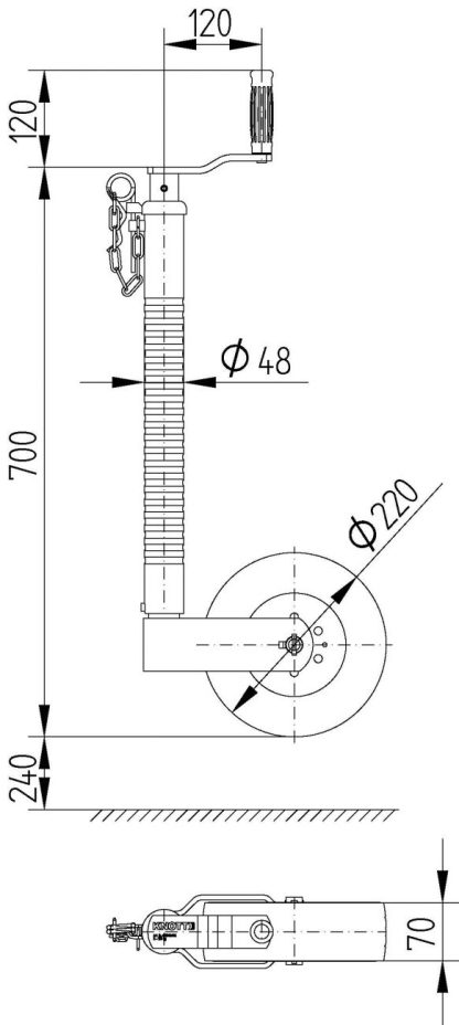 48mm Ultra Heavy Duty Knott Avonride trailer Serrated jockey wheel for Ifor Williams etc - Image 5