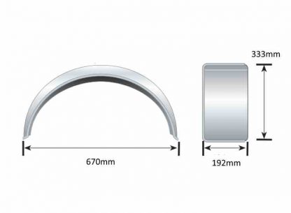 13″ Galvanised Steel Maypole Trailer Mudguards dimensions diagram