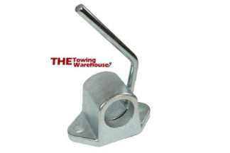 MP97438 42mm heavy duty cast steel split clamp suitable for a 42mm jockey wheels and prop stands Replacements for Knott cast clamps and suitable for Ifor Williams trailers M12 bolt size 100mm mounting hole centres Manufactured from cast steel Zinc plate finish