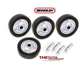 Set of 4 Genuine Bradley 7 Inch 175mm Jockey Wheels - Caravan/Trailer/Axle/Trolley KIT143