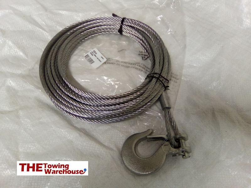 10m Steel Winch Cable with snap hook 6.35mm